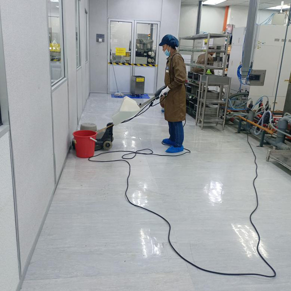 Sanitized environment with strict cleanliness controls.