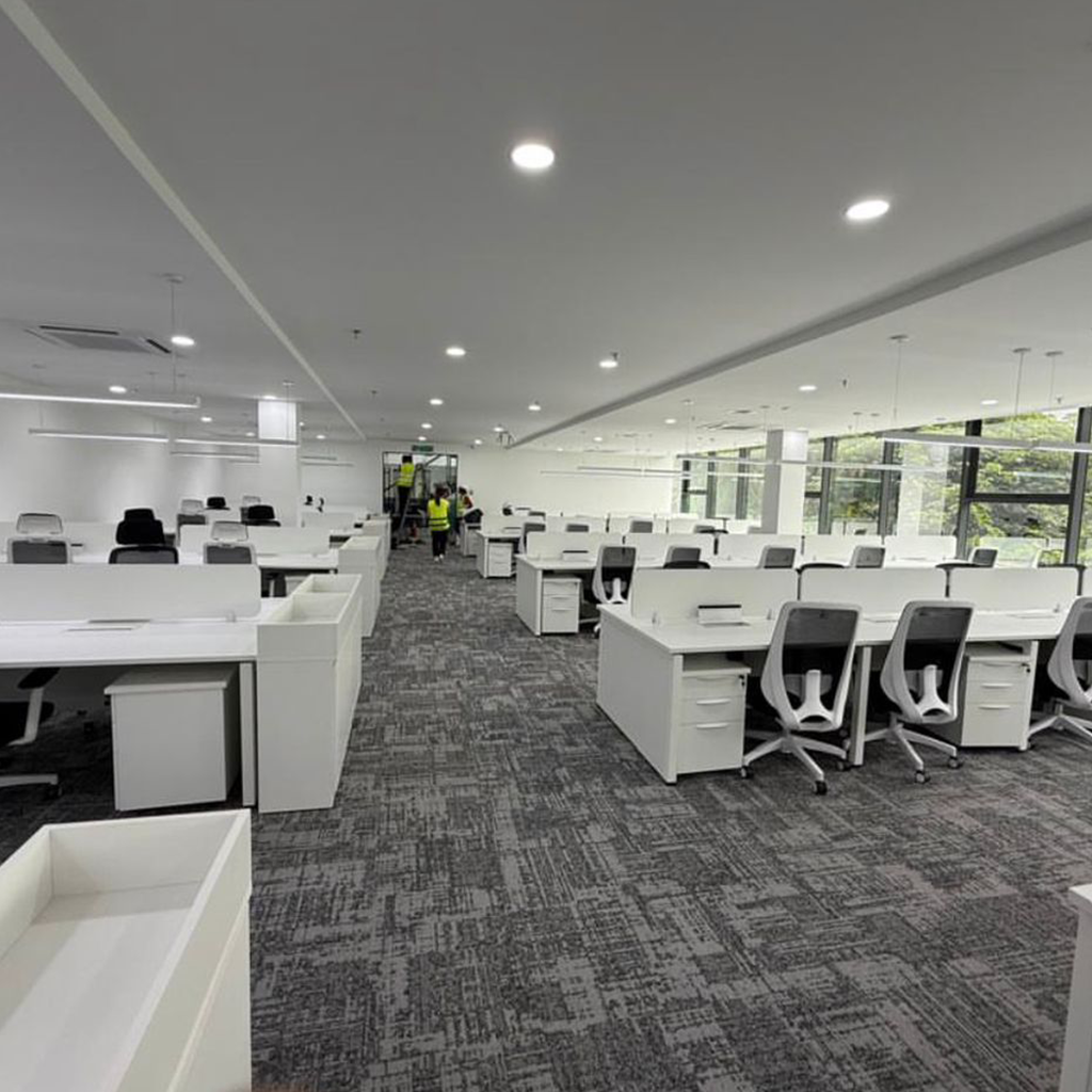 Modern, clean corporate office interior.